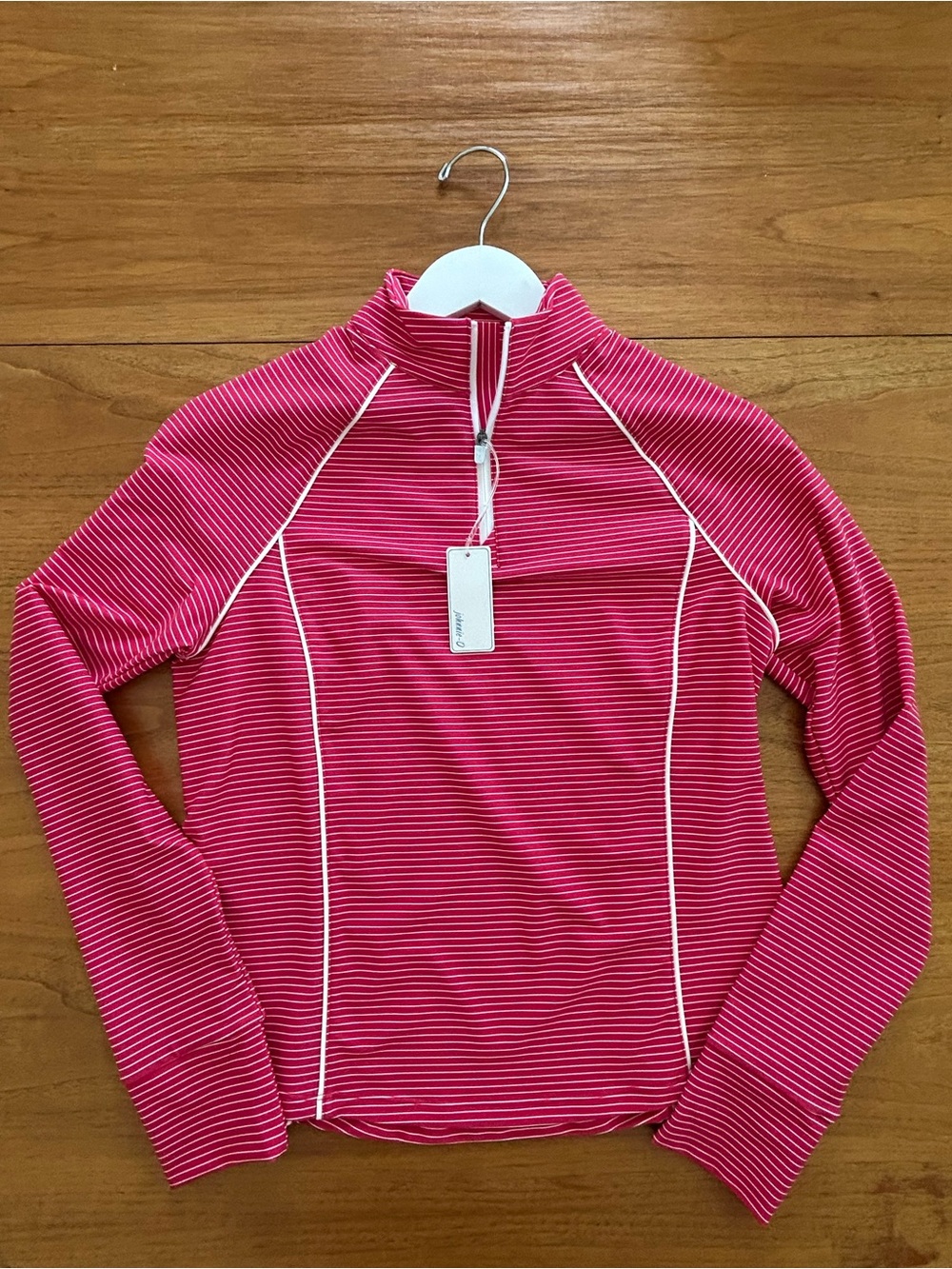 johnnie-O Women’s  Pink Striped Quarter-Zip Pullover Womens small